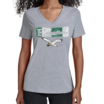 Women's Starter Gray Philadelphia Eagles Color Shading V-Neck T-Shirt