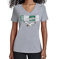 Women's Starter Gray Philadelphia Eagles Color Shading V-Neck T-Shirt