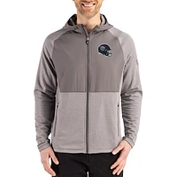 Men's Cutter & Buck  Heather Gray Tennessee Titans Peshastin Eco Fleece Recycled Raglan Full-Zip Tri-Blend Hybrid Jacket