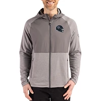 Men's Cutter & Buck  Heather Gray Tennessee Titans Peshastin Eco Fleece Recycled Raglan Full-Zip Tri-Blend Hybrid Jacket