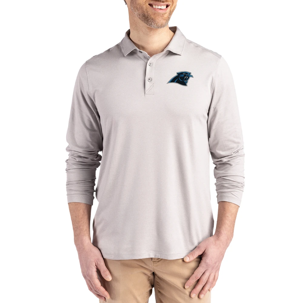 Men's Cutter & Buck Gray Carolina Panthers Coastline Epic Comfort Eco Recycled Polo