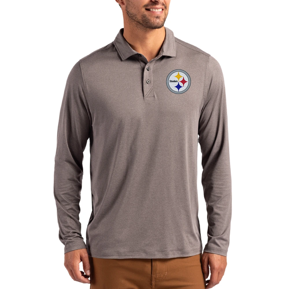Men's Cutter & Buck Charcoal Pittsburgh Steelers Coastline Epic Comfort Eco Recycled Polo