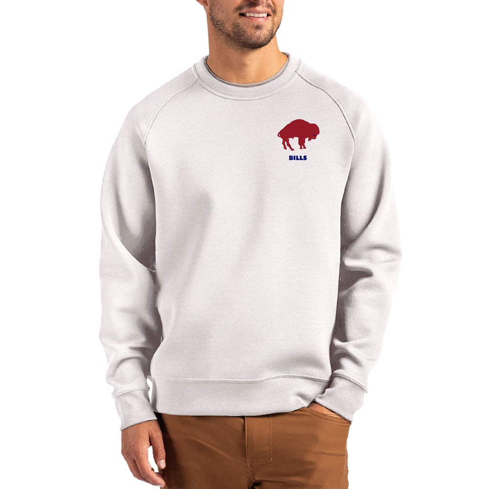 Men's Cutter & Buck Gray Buffalo Bills Throwback Roam Recycled Raglan Pullover Sweatshirt