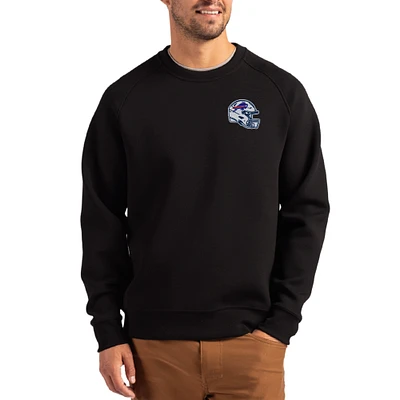 Men's Cutter & Buck Black Buffalo Bills Helmet Roam Recycled Raglan Pullover Sweatshirt