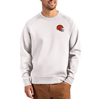 Men's Cutter & Buck Gray Cleveland Browns Helmet Roam Recycled Raglan Pullover Sweatshirt
