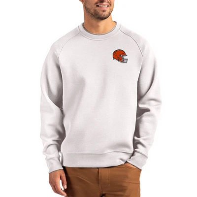 Men's Cutter & Buck Gray Cleveland Browns Helmet Roam Recycled Raglan Pullover Sweatshirt
