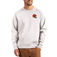 Men's Cutter & Buck Gray Cleveland Browns Helmet Roam Recycled Raglan Pullover Sweatshirt