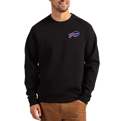 Men's Cutter & Buck Black Buffalo Bills Primary Logo Roam Recycled Raglan Pullover Sweatshirt