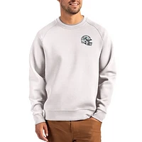 Men's Cutter & Buck Gray Miami Dolphins Helmet Roam Recycled Raglan Pullover Sweatshirt