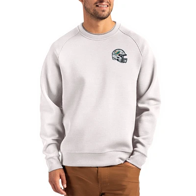 Men's Cutter & Buck Gray Miami Dolphins Helmet Roam Recycled Raglan Pullover Sweatshirt