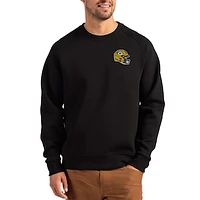 Men's Cutter & Buck Black Green Bay Packers Helmet Roam Recycled Raglan Pullover Sweatshirt