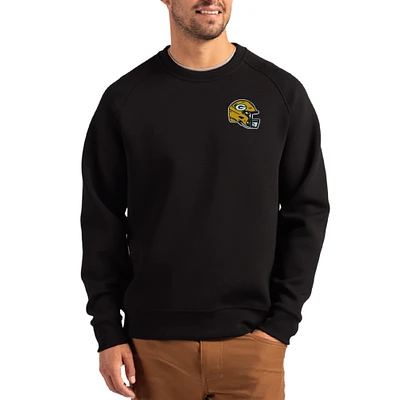 Men's Cutter & Buck Black Green Bay Packers Helmet Roam Recycled Raglan Pullover Sweatshirt