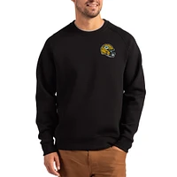 Men's Cutter & Buck Black Green Bay Packers Helmet Roam Recycled Raglan Pullover Sweatshirt