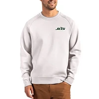 Men's Cutter & Buck Gray New York Jets Primary Logo Roam Recycled Raglan Pullover Sweatshirt