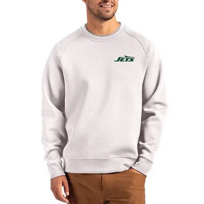 Men's Cutter & Buck Gray New York Jets Primary Logo Roam Recycled Raglan Pullover Sweatshirt