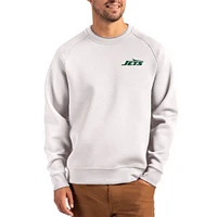 Men's Cutter & Buck Gray New York Jets Primary Logo Roam Recycled Raglan Pullover Sweatshirt