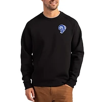 Men's Cutter & Buck Black Los Angeles Rams Throwback Roam Recycled Raglan Pullover Sweatshirt