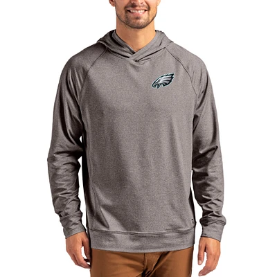 Men's Cutter & Buck Heather Gray Philadelphia Eagles Adapt Knit Recycled Raglan Pullover Hoodie