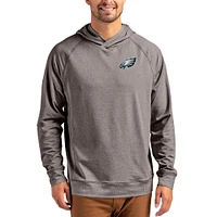 Men's Cutter & Buck Heather Gray Philadelphia Eagles Adapt Knit Recycled Raglan Pullover Hoodie