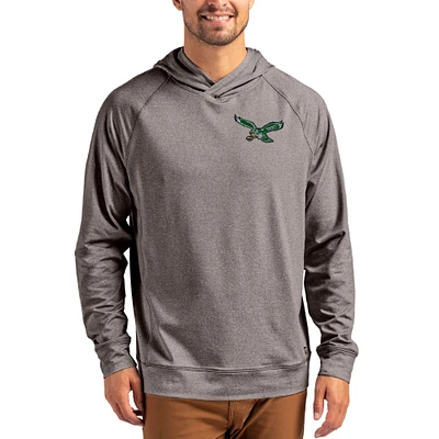 Men's Cutter & Buck Heather Gray Philadelphia Eagles Adapt Historic Knit Recycled Raglan Pullover Hoodie