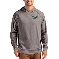 Men's Cutter & Buck Heather Gray Philadelphia Eagles Adapt Historic Knit Recycled Raglan Pullover Hoodie