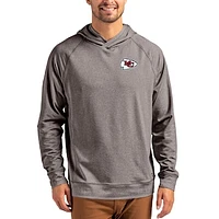 Men's Cutter & Buck Heather Gray Kansas City Chiefs Adapt Knit Recycled Raglan Pullover Hoodie