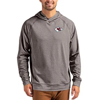 Men's Cutter & Buck Heather Gray Kansas City Chiefs Adapt Knit Recycled Raglan Pullover Hoodie