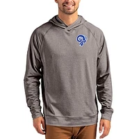 Men's Cutter & Buck Heather Gray Los Angeles Rams Adapt Historic Knit Recycled Raglan Pullover Hoodie