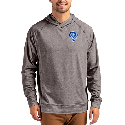Men's Cutter & Buck Heather Gray Los Angeles Rams Adapt Historic Knit Recycled Raglan Pullover Hoodie