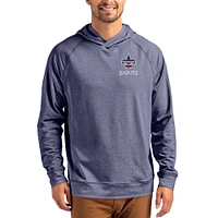 Men's Cutter & Buck Heather Navy New Orleans Saints Adapt Americana Knit Recycled Raglan Pullover Hoodie