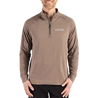 Men's Cutter & Buck Brown New Orleans Saints Adapt Eco Knit Stretch Recycled Quarter-Zip Pullover