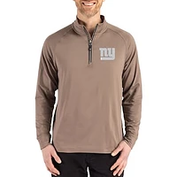 Men's Cutter & Buck Brown New York Giants Adapt Eco Knit Stretch Recycled Quarter-Zip Pullover