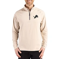 Men's Cutter & Buck Tan Detroit Lions Adapt Eco Knit Stretch Recycled Quarter-Zip Pullover