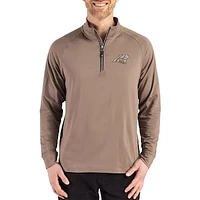 Men's Cutter & Buck Brown Carolina Panthers Adapt Eco Knit Stretch Recycled Quarter-Zip Pullover