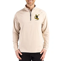 Men's Cutter & Buck Tan Pittsburgh Steelers Throwback Logo Adapt Eco Knit Stretch Recycled Quarter-Zip Pullover