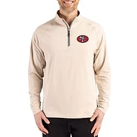 Men's Cutter & Buck Tan San Francisco 49ers Adapt Eco Knit Stretch Recycled Quarter-Zip Pullover