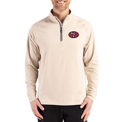 Men's Cutter & Buck Tan San Francisco 49ers Adapt Eco Knit Stretch Recycled Quarter-Zip Pullover