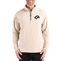 Men's Cutter & Buck Tan Los Angeles Rams Adapt Eco Knit Stretch Recycled Quarter-Zip Pullover