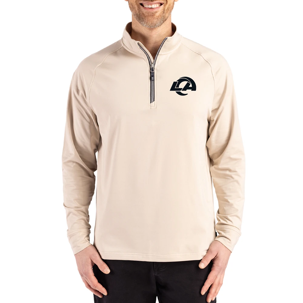 Men's Cutter & Buck Tan Los Angeles Rams Adapt Eco Knit Stretch Recycled Quarter-Zip Pullover