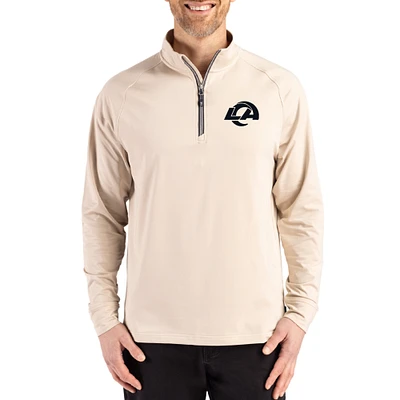 Men's Cutter & Buck Tan Los Angeles Rams Adapt Eco Knit Stretch Recycled Quarter-Zip Pullover
