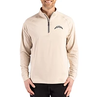 Men's Cutter & Buck Tan Los Angeles Chargers Adapt Eco Knit Stretch Recycled Quarter-Zip Pullover