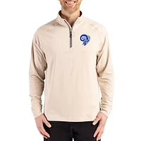 Men's Cutter & Buck Tan Los Angeles Rams Throwback Logo Adapt Eco Knit Stretch Recycled Quarter-Zip Pullover