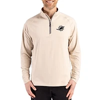 Men's Cutter & Buck Tan Miami Dolphins Adapt Eco Knit Stretch Recycled Quarter-Zip Pullover