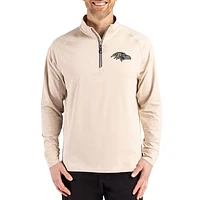 Men's Cutter & Buck Tan Baltimore Ravens Adapt Eco Knit Stretch Recycled Quarter-Zip Pullover
