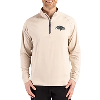 Men's Cutter & Buck Tan Baltimore Ravens Adapt Eco Knit Stretch Recycled Quarter-Zip Pullover