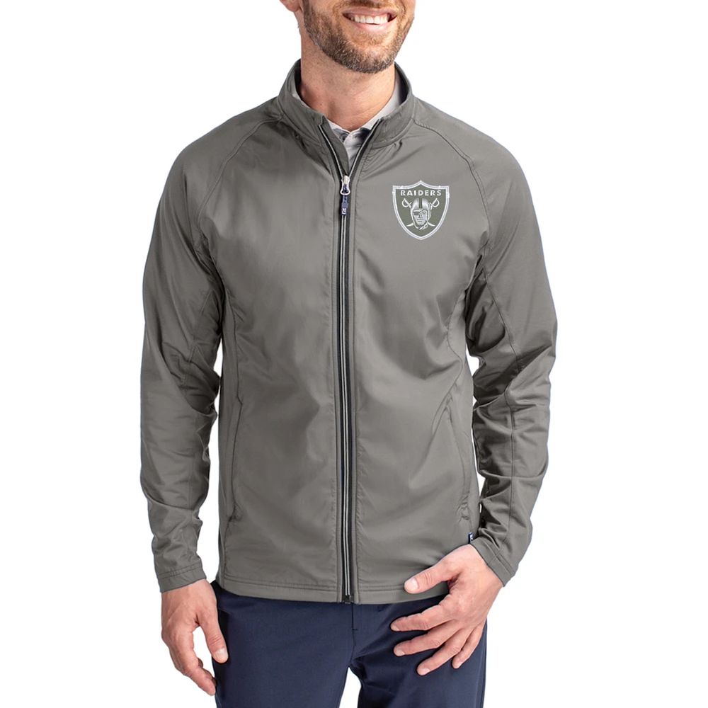 Men's Cutter & Buck Gray Las Vegas Raiders Adapt Eco Hybrid Recycled Full-Zip Jacket