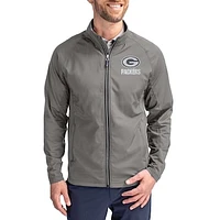Men's Cutter & Buck Gray Green Bay Packers Adapt Eco Hybrid Recycled Full-Zip Jacket