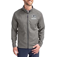 Men's Cutter & Buck Gray Green Bay Packers Adapt Eco Hybrid Recycled Full-Zip Jacket