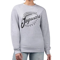 Women's G-III 4Her by Carl Banks Gray Jacksonville Jaguars Distressed Graphics Fleece Pullover Sweatshirt