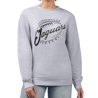 Women's G-III 4Her by Carl Banks Gray Jacksonville Jaguars Distressed Graphics Fleece Pullover Sweatshirt